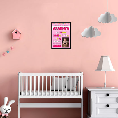 Baby Biodata | Birth Details Frame (Pink Theme)
