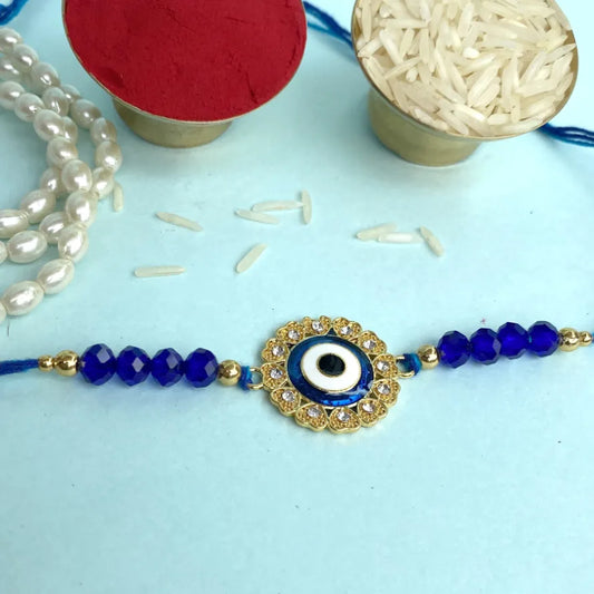 Evil Eye Rakhi with Blue Stone and Diamonds