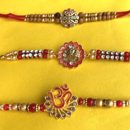Devine Rakhi OM, Ganesh ji and Krishna (Set of 3)