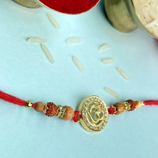 Om Rakhi with Rudraksha And Diamonds