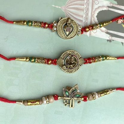 Beautiful Devine Rakhi Shiv, Krishna And Shree (Set of 3)