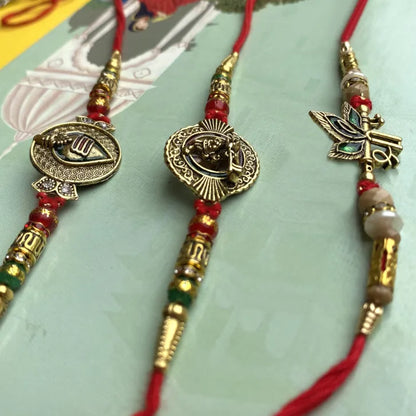 Beautiful Devine Rakhi Shiv, Krishna And Shree (Set of 3)