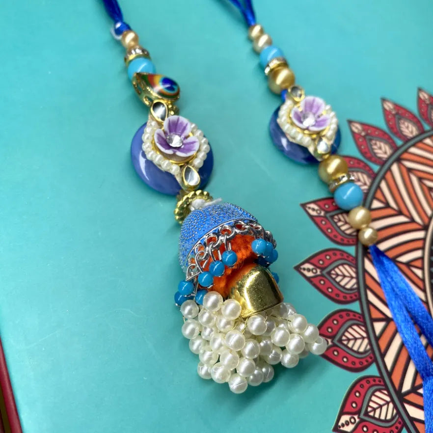 Beautiful Blue Set of Bhaiya Bhabhi Rakhi