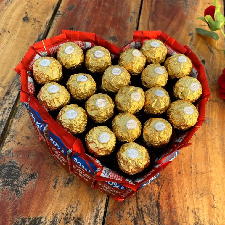 Ferrero Rocher & KitKat Chocolates in Heart