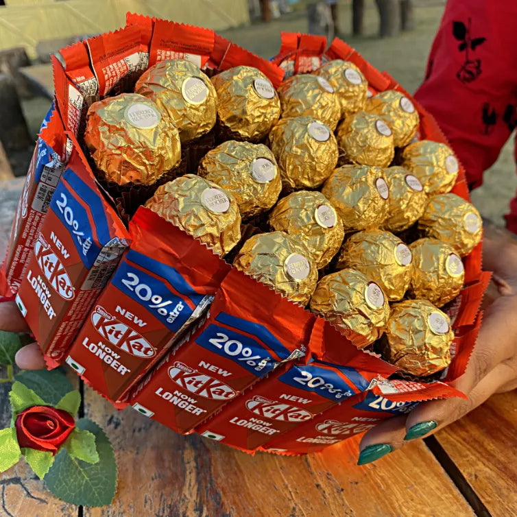 Ferrero Rocher & KitKat Chocolates in Heart