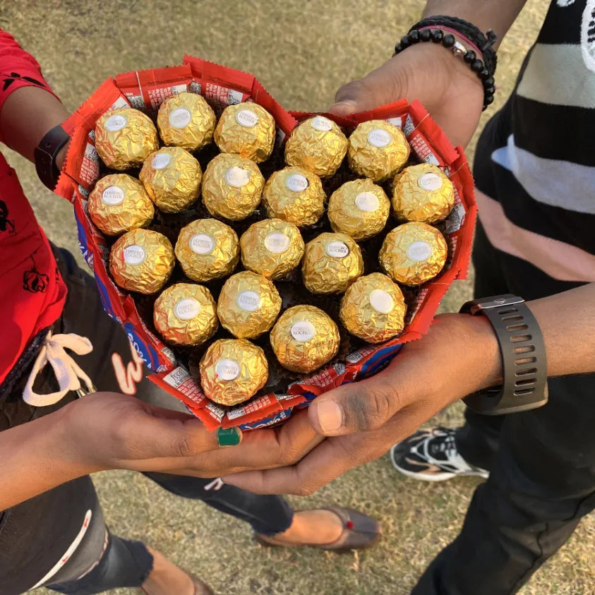 Ferrero Rocher & KitKat Chocolates in Heart