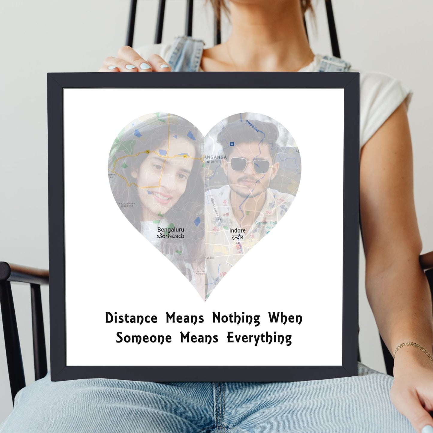 Map Frame with pics | Couple Location Frame