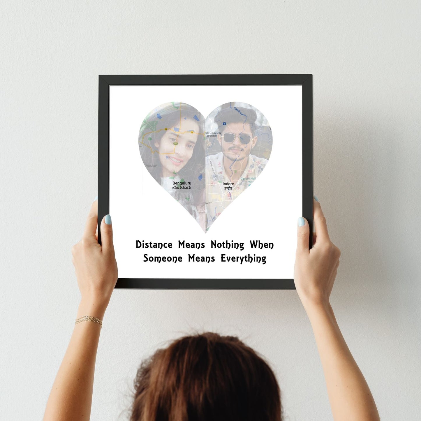 Map Frame with pics | Couple Location Frame