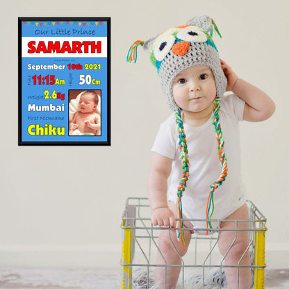 Baby Biodata | Birth Details Frame (Blue Theme)