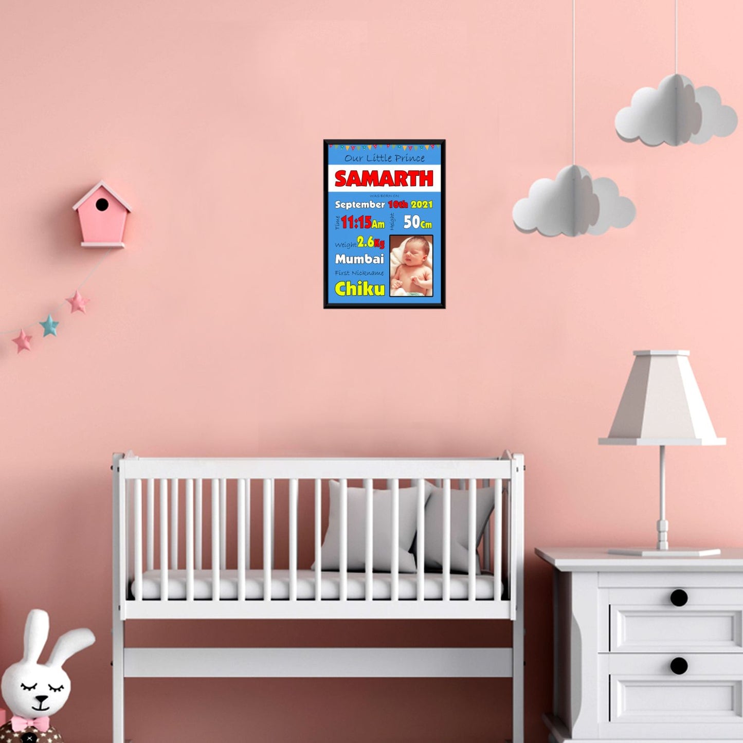 Baby Biodata | Birth Details Frame (Blue Theme)